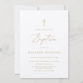 Invitation Baptême Calligraphie Or Minimaliste (Devant)