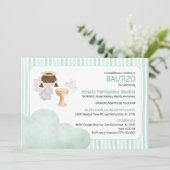 Invitation Baptême catholique Aquarelle mignonne Angel fille (Debout devant)