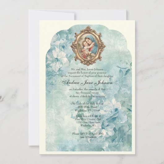 Invitation Baptême catholique baptême bénédiction Mère Jésus (Devant)