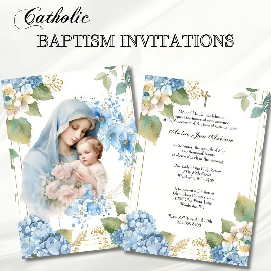 Invitation Baptême catholique baptême bénédiction Mère Jésus