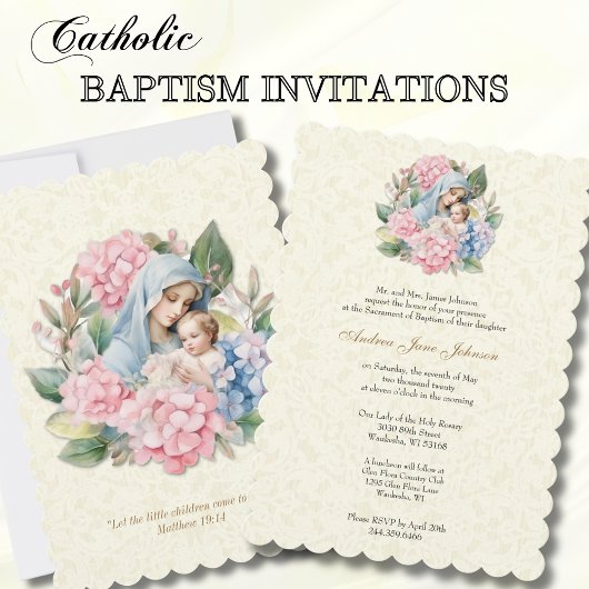 Invitation Baptême catholique baptême bénédiction Mère Jésus