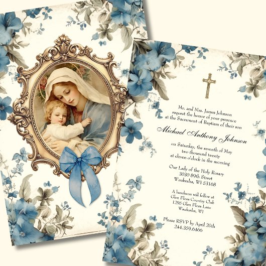 Invitation Baptême catholique baptême bénédiction Mère Jésus