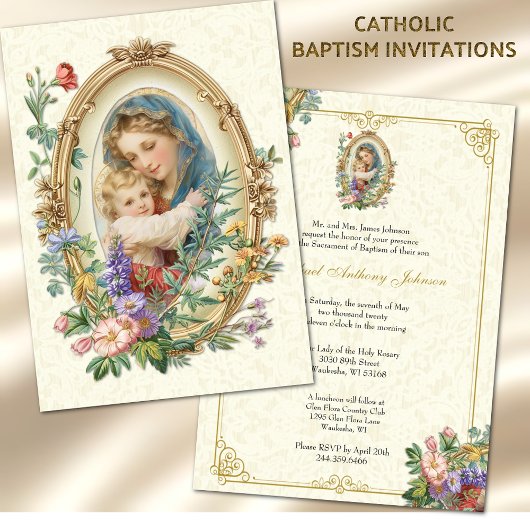 Invitation Baptême catholique baptême bénédiction Mère Jésus
