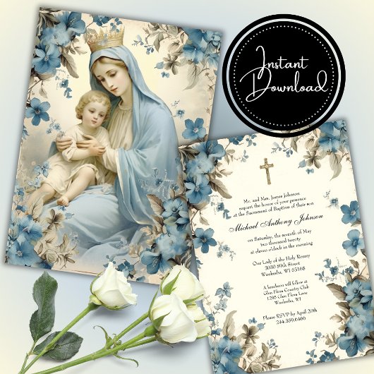 Invitation Baptême catholique baptême bénédiction Mère Jésus