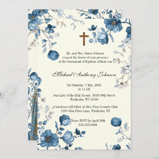 Invitation Baptême catholique baptême bénédiction Mère Jésus (Devant / Derrière)