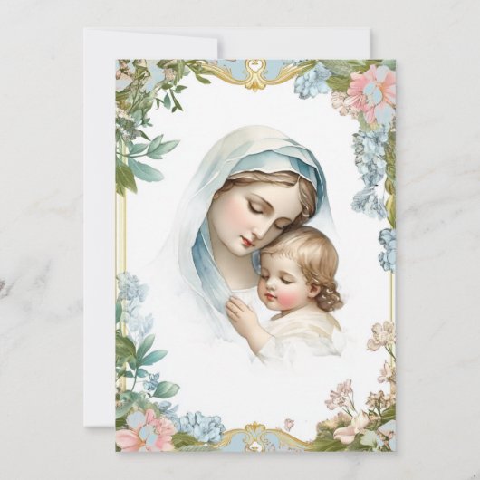 Invitation Baptême catholique baptême bénédiction Mère Jésus (Dos)