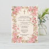 Invitation Baptême catholique baptisant Floral Blessé Mère (Debout devant)