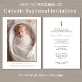 Invitation Baptême catholique Bébé Photo Croix de l'Écriture