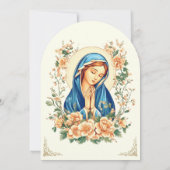 Invitation Baptême catholique Christening Floral Mary (Dos)