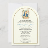 Invitation Baptême catholique Christening Floral Mary (Devant)