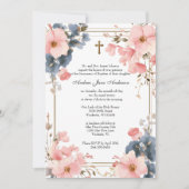 Invitation Baptême catholique Christening Jésus Béni Mère (Devant)