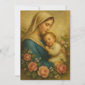 Invitation Baptême catholique Christening Marie et Jésus (Dos)