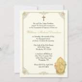 Invitation Baptême catholique Christening Marie et Jésus (Devant)