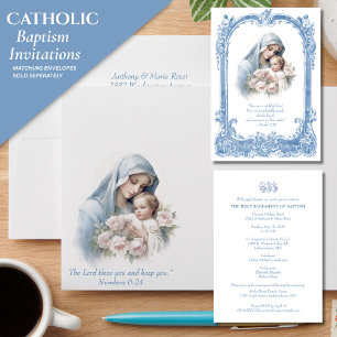 Invitation Baptême catholique Christening Marie Jésus