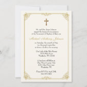 Invitation Baptême Catholique Enfant Floral Jésus (Devant)