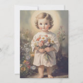 Invitation Baptême Catholique Enfant Floral Jésus (Dos)