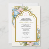 Invitation Baptême catholique Fleur Marie et Jésus (Devant)