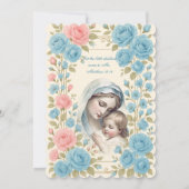 Invitation Baptême catholique Floral Jésus bénit Mère (Dos)