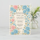 Invitation Baptême catholique Floral Jésus bénit Mère (Debout devant)