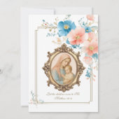 Invitation Baptême catholique Floral Jésus bénit Mère Invit (Dos)