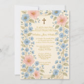 Invitation Baptême catholique Floral Marie et bébé Jésus (Devant)