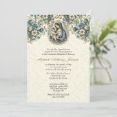 Invitation Baptême catholique Marie et Jésus Floral (Debout devant)