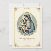 Invitation Baptême catholique Marie et Jésus Floral (Dos)