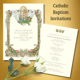 Invitation Baptême catholique Marie Jésus
