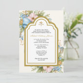 Invitation Baptême catholique mère florale Mary Christening (Debout devant)