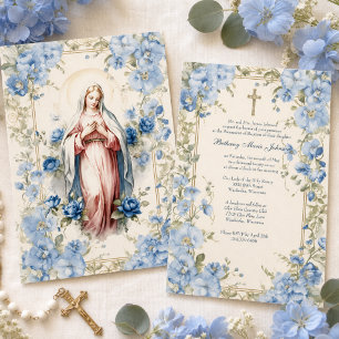 Invitation Baptême Catholique Ondoiement Mère Bienheureuse Fl