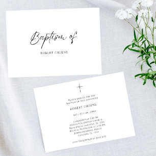 Invitation Baptême catholique pour le baptême noir et blanc p