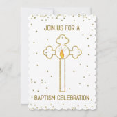 Invitation Baptême Célébration Gold Cross (Devant)