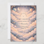 Invitation Baptême Céleste Nuages Étoiles Bébé (Devant)