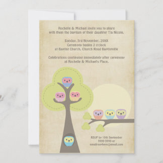 Invitation Baptême Cérémonie de baptême Chouettes de nuit Inv