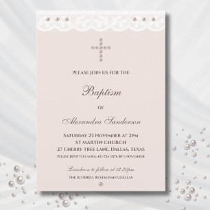 Invitation Baptême Chrétien de Croix Élégante