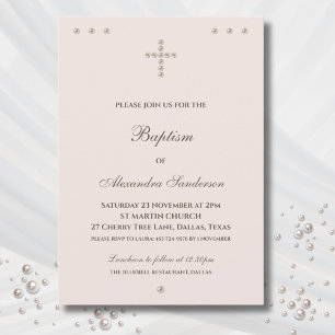 Invitation Baptême Chrétien de Croix Simple Élégant