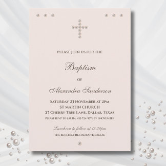 Invitation Baptême Chrétien de Croix Simple Élégant