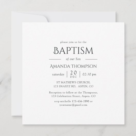 Invitation Baptême chrétien religieux (Dos)