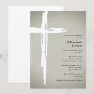 Invitation Baptême chrétien religieux minimaliste