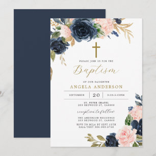 Invitation Baptême/Christening Blush de la Marine