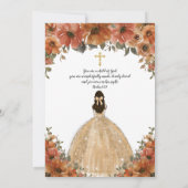 Invitation Baptême Christening Burange Chute Florale Or (Dos)