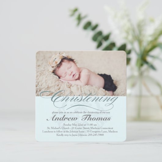 Invitation Baptême Christening Classique (Debout devant)