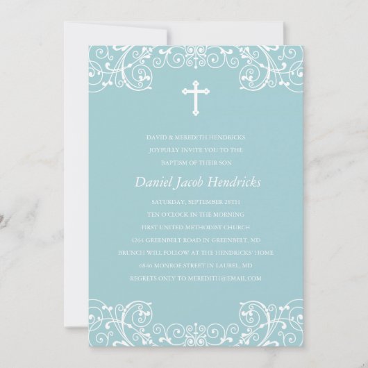 Invitation Baptême/Christening Cross Boys (Devant)