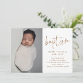 Invitation Baptême & Christening de style écriture élégante (Debout devant)