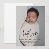 Invitation Baptême & Christening de style écriture moderne re (Devant / Derrière)