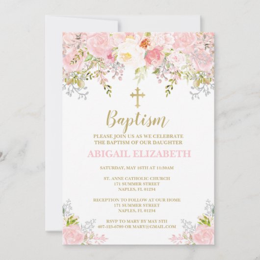 Invitation Baptême, Christening, Dédication (Devant)