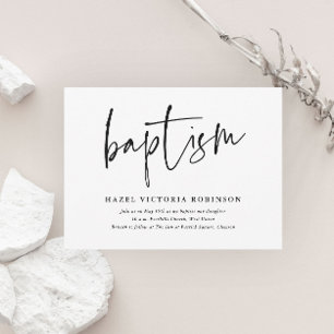 Invitation Baptême & Christening - Écriture Moderne