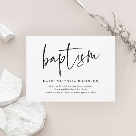 Invitation Baptême & Christening - Écriture Moderne
