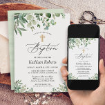 Invitation Baptême Christening | Eucalyptus Feuilles verdoyan<br><div class="desc">Célébrez le baptême de votre enfant avec cette élégante Invitation Baptême Feuille Eucalyptus de verdure. Dotée d'une verdure délicate et de feuilles d'eucalyptus, cette invitation est parfaite pour un baptême moderne et élégant. Les éléments naturels du design le rendent parfait pour le baptême d'un bébé ou d'une fille. Customisez l'invitation...</div>