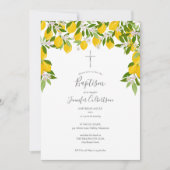 Invitation Baptême Christening Floral Lemons (Devant)